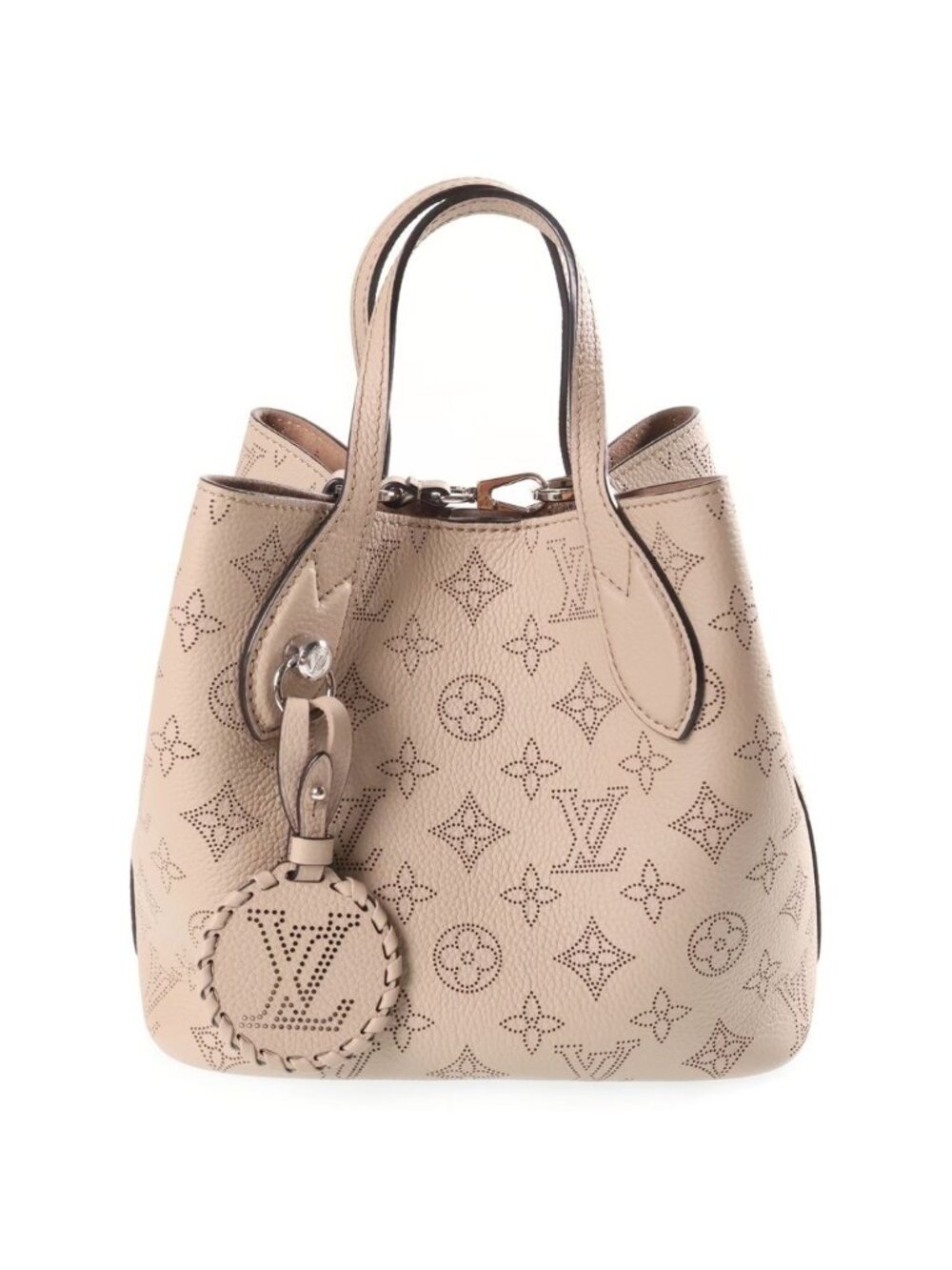 Louis Vuitton Monogram Mahina Blossom PM 2-Way Shoulder Bag Beige Leather Silver